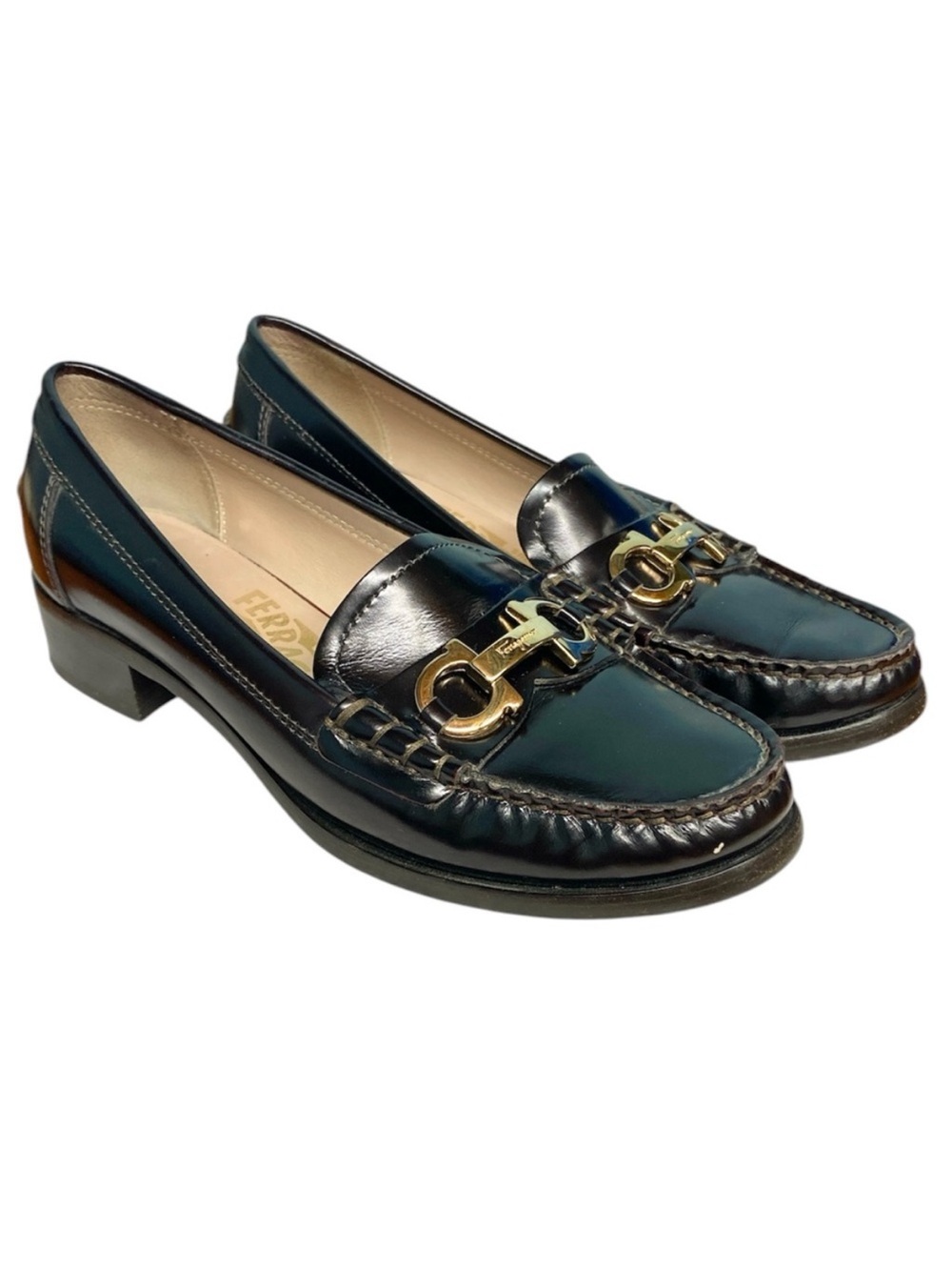 VTG Salvatore Ferragamo Womens Leather Moccasins Size 4.5 Italian Loafers Brown